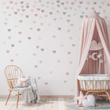 Pink Boho Heart Wall Stickers - Nursery Decals for Girls Bedroom Decor