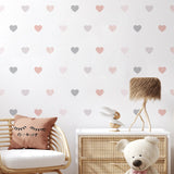 Pink Boho Heart Wall Stickers - Nursery Decals for Girls Bedroom Decor