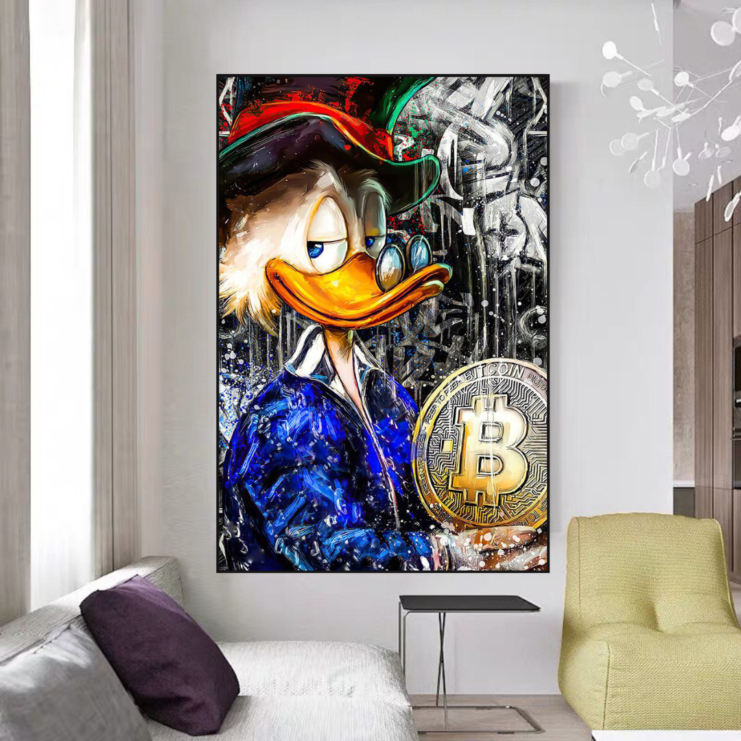 Scrooge McDuck Bitcoin Millionaire Art mural sur toile