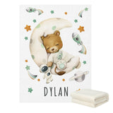 Sleepy Lion on Moon Baby Name Cot Bedding Set | Baby Shower Gift Bedding Set