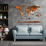 Natural Wood 3D Rustic World Map Wall Decor with Free Accessories