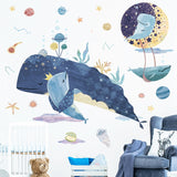 Blue Whale Family Marine life Wall Stickers for Kids Room | Sea Life Wall Decal