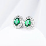 Emerald Moissanite Diamond Rhodium Earring