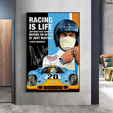 Steve McQueen Art Print - Le Mans Racing Canvas Wall Art