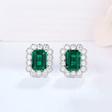 Rhodium Emerald Moissanite Diamond Earring