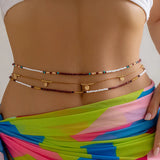 Boho Seed Bead Waist Chain-Multilayer Belly Chain for Women