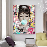 Audrey Hepburn Gum Canvas Poster – Authentic Wall Art