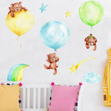 Animal hanging from Balloons Wall decal | Baby Room Decals | Gifts for kids