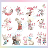 Peter Rabit Watercolour Bunny Wall Stickers | Baby Nursery Wall Decals for Kids Room | Home Decor Rabbit Stickers PVC