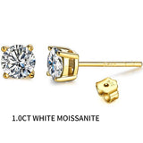 0.5-1 Carat D Color Moissatine 18K Gold Plated Stud Earrings 925 Silver Earrings Bridal BabiesDecor