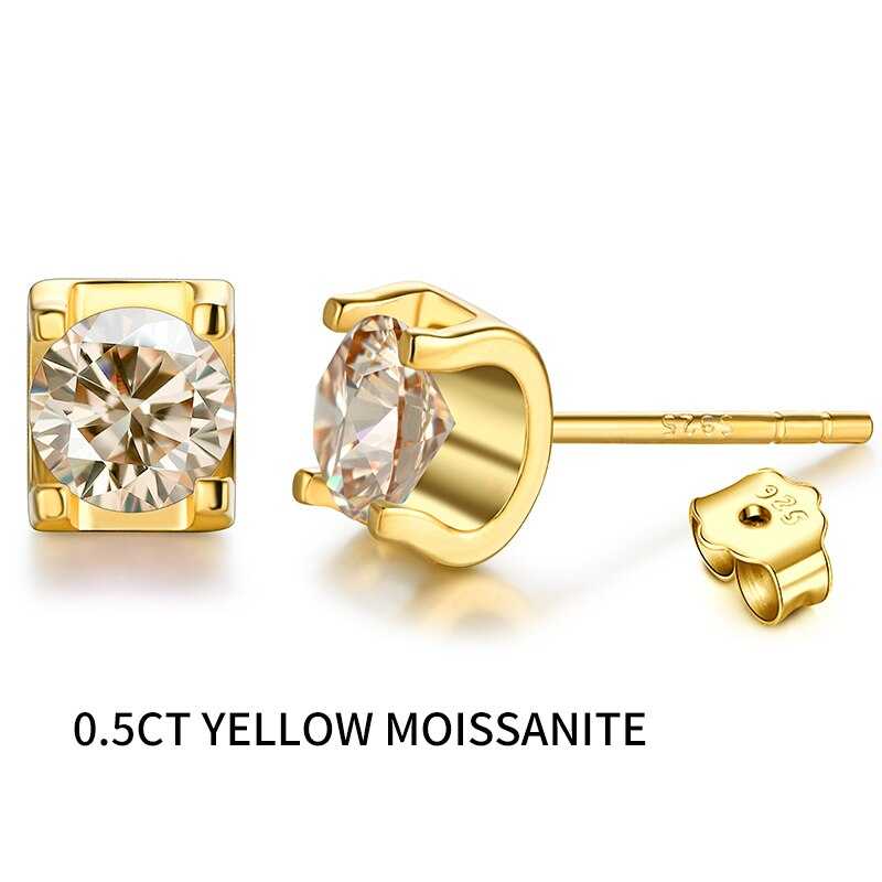 Diamond Earring Studs: Moissanite 18K Gold Plated Sparkling