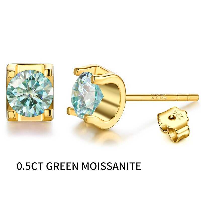 0.5 Carat D Color Moissanite Diamond Stud Earrings Moissanite 18K Gold Plated Sparkling with GRA BabiesDecor