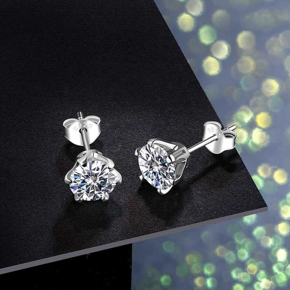 Diamond Earrings | Moissanite Studs 925 Sterling Silver