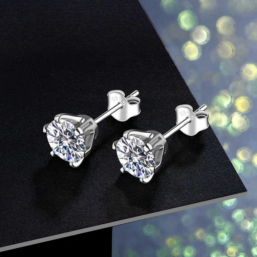 0.5 Carat Moissanite Gemstone Stud Earrings Solid 925 Sterling Silver D Color Solitaire BabiesDecor
