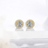 1 Carat D Color Moissatine Stud Earrings 18K Gold Plated 925 Sterling Silver Party BabiesDecor