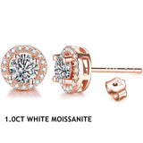 1 Carat D Color Moissatine Stud Earrings 18K Gold Plated 925 Sterling Silver Party BabiesDecor