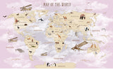 GeoExplorers: Fond d'écran interactif de carte du monde à thème violet pour les enfants