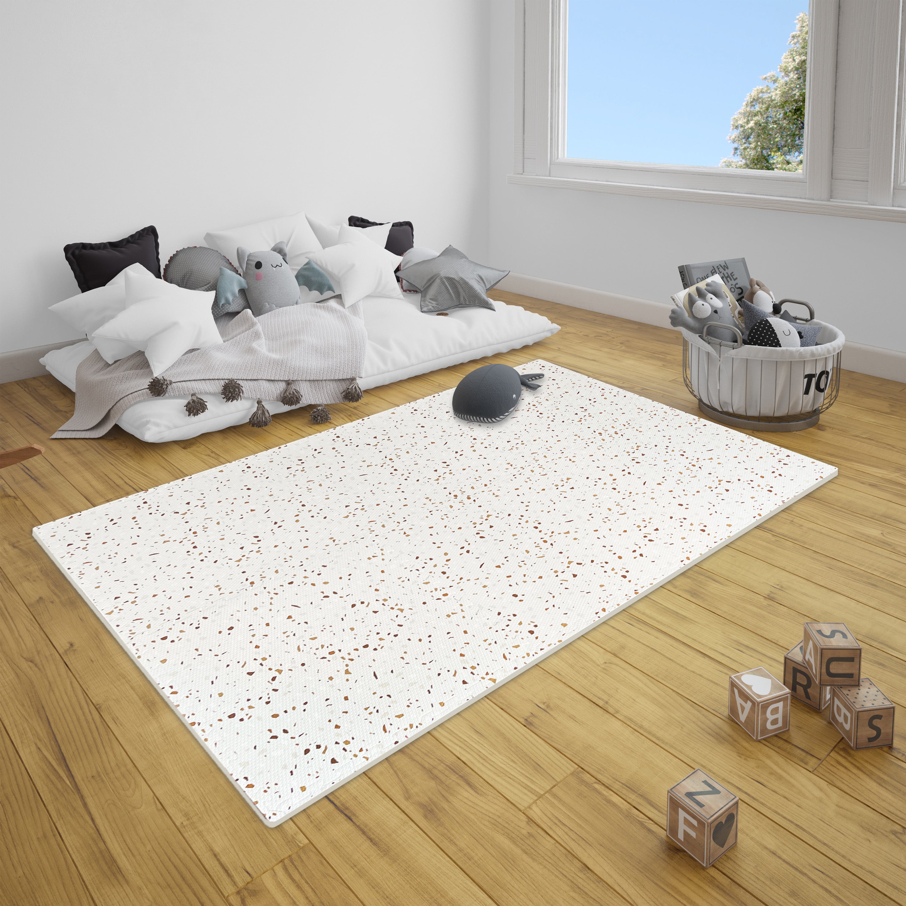 Carreaux de tapis de jeu puzzle - Conception de mosaïque en pierre de terrazo marron