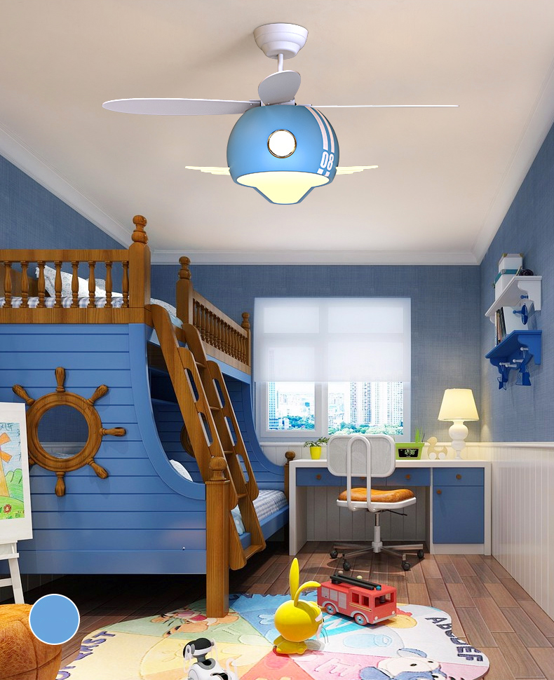 Kinderzimmer-Helikopter-Deckenventilator mit Licht – Art-Deco-Stil