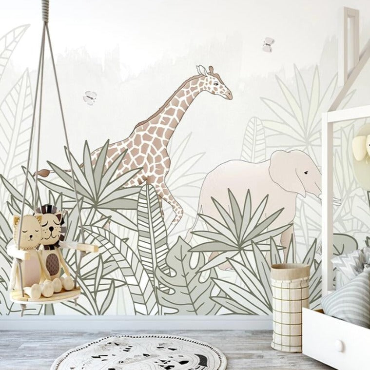 Giraffe Safari Adventure: Kids Room Wallpaper Mural