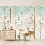 Forest Friends: Kids Room Deers in Forest Wallpaper