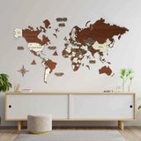 Wooden World Map for Living Room & Kids Room World Map