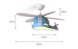Kids Room Helicopter Ceiling Fan with Light - Art Deco Style