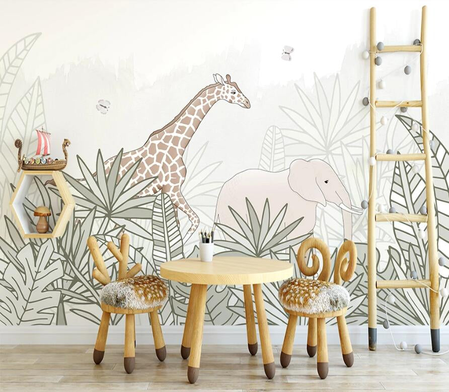 Giraffe Safari Adventure: Kids Room Wallpaper Mural