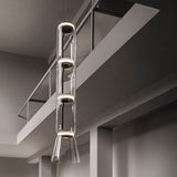 Éclairage de lustre en verre à LED pour hall d'escalier de salon