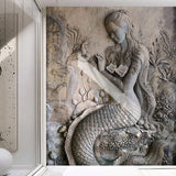 Artistic Mermaid Haven Living Room Mural Wallpaper