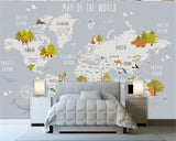 Dreamland Nursery Papier peint carte du monde gris et blanc