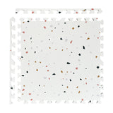 Puzzle Play Mat Tiles - White Terrazo Theme Stone Mosiac Design