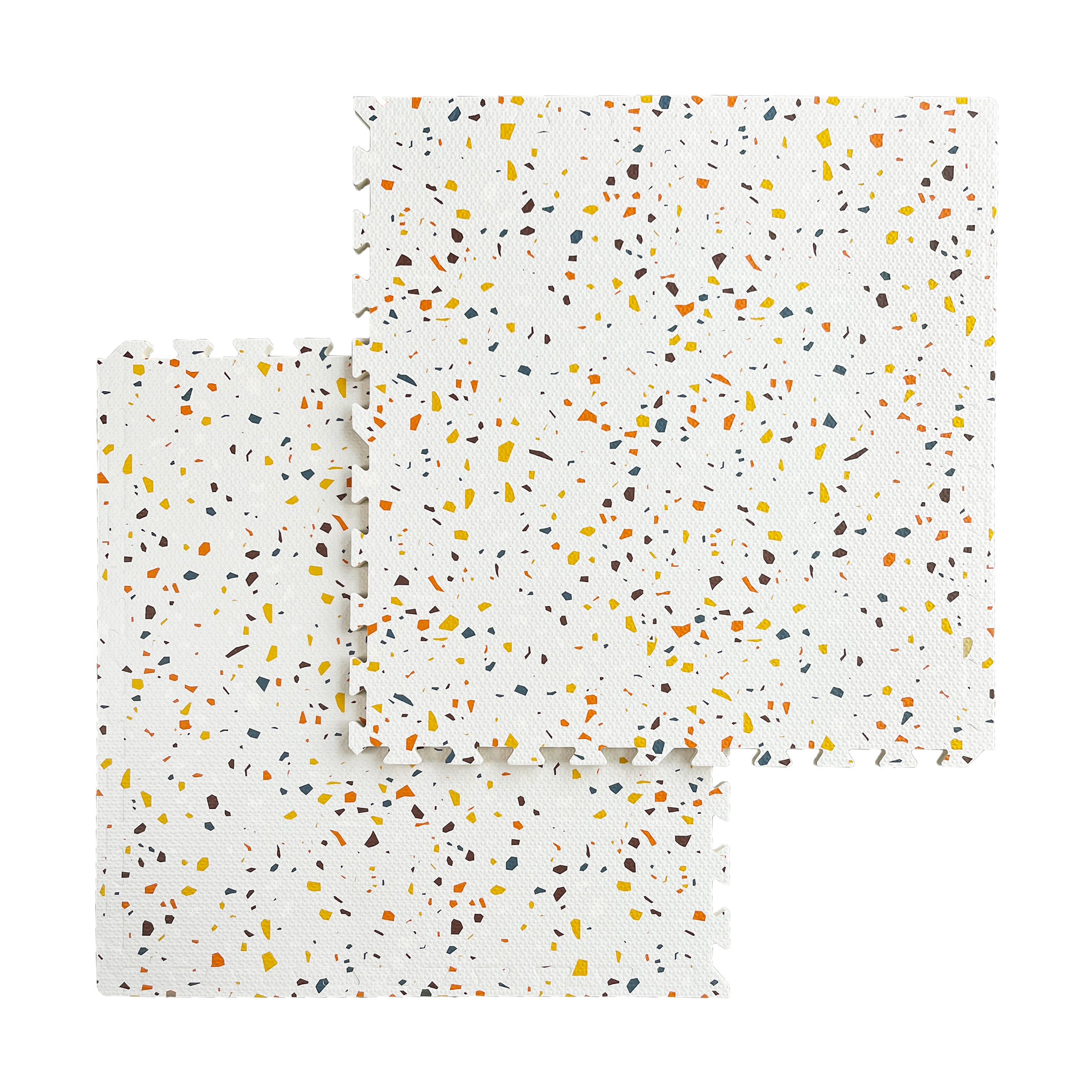 Orangefarbene Terrazo-Puzzle-Spielmattenfliesen – Stein-Mosiac-Design