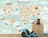 GeoExplorers : Fond d'écran interactif de la carte du monde sur le thème vert pour les enfants