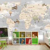 GeoExplorers: Interactive Greyish Theme World Map Wallpaper for Kids