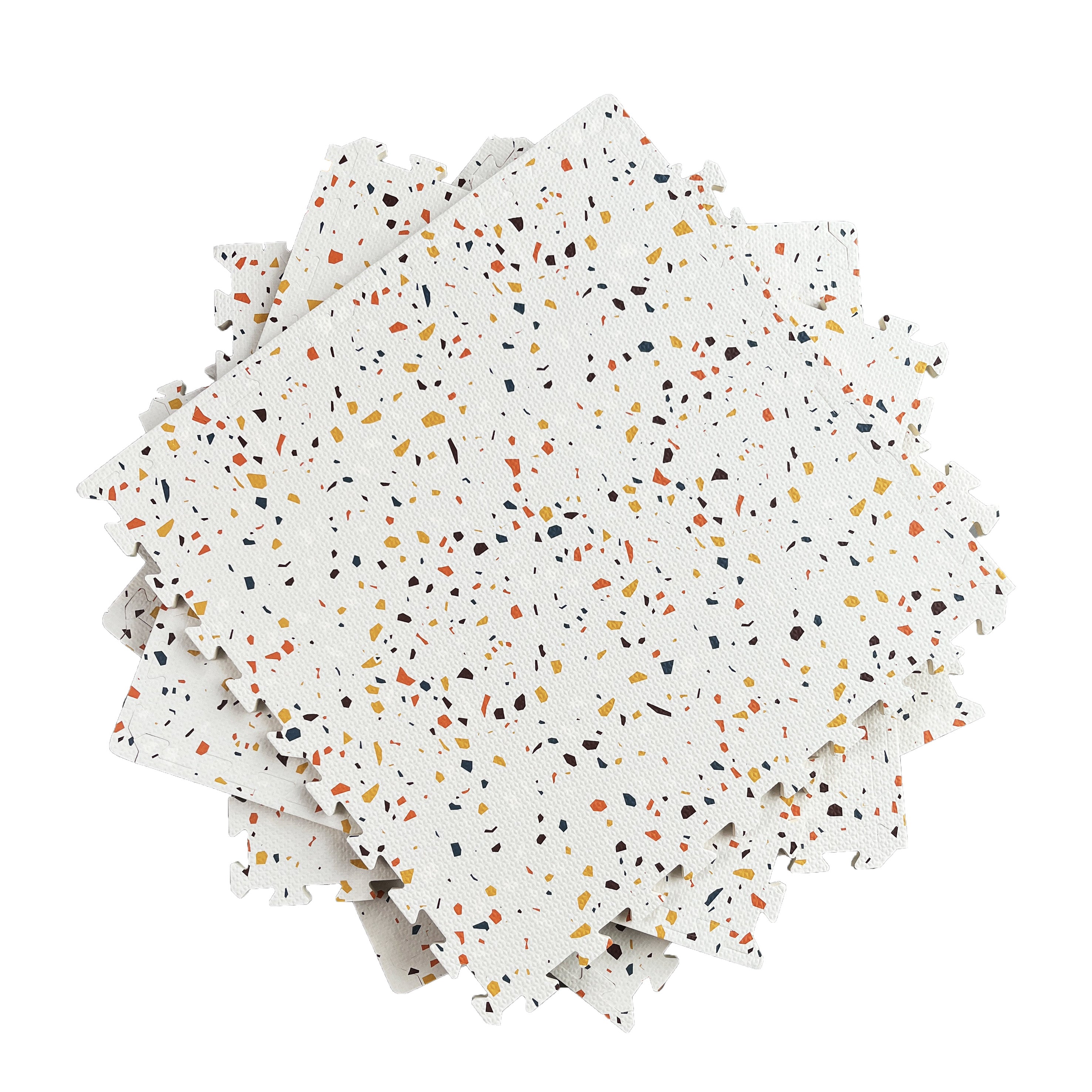 Orangefarbene Terrazo-Puzzle-Spielmattenfliesen – Stein-Mosiac-Design