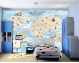 GeoExplorers: Interactive Blue Theme World Map Wallpaper for Kids