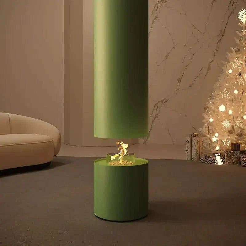 Artistic Cylindrical Hanging Fireplace – Modern Suspended Fireplace in High Carbon Steel-BabiesDecor.com