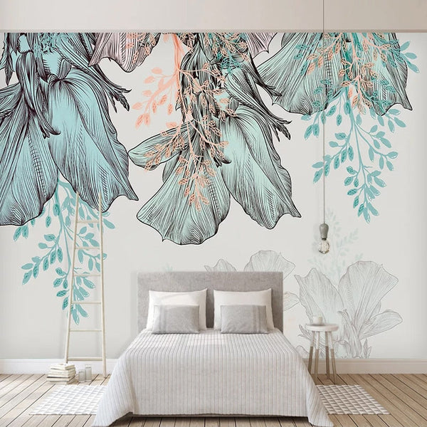 3D Leaves Design Theme: Tropical Wallpaper Murals-Flower & Leaf Wallpaper