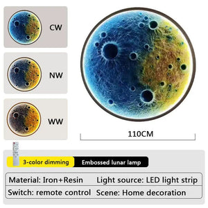 3D Moon LED Wall Lamp - Wall Decor-LED Wall Art