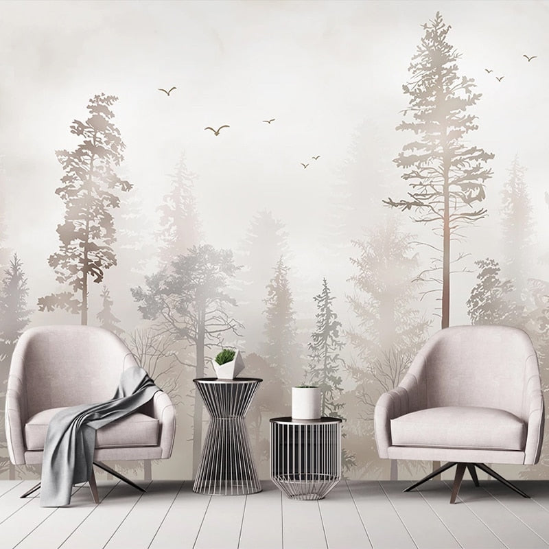 3D Nostalgic Forest Bird Wallpaper for Home Wall Decor-Trees Wallpaper