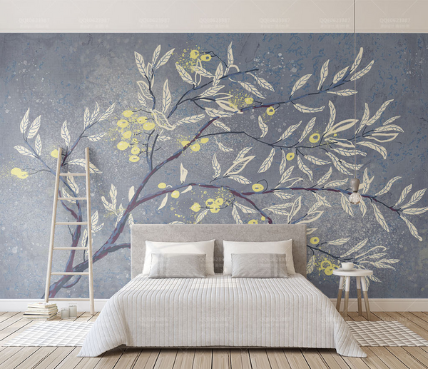 3D Tree with White Leaves Wallpaper Murals-Trees Wallpaper