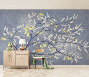 3D Tree with White Leaves Wallpaper Murals-Trees Wallpaper