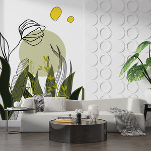 Abstract Green Leaf Wallpaper Mural - Transform Your Space-Flower & Leaf Wallpaper