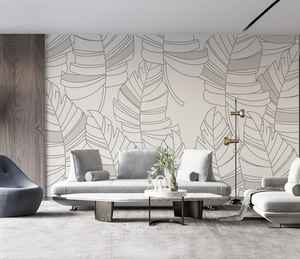 Abstract Lines Design - Leaves Wallpaper Murals-Flower & Leaf Wallpaper