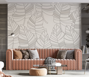 Abstract Lines Design - Leaves Wallpaper Murals-Flower & Leaf Wallpaper