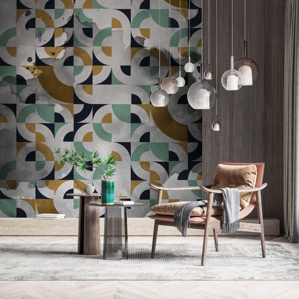Abstract Moroccan Theme - Living Room Wallpaper Mural-Geometric Shapes Wallpaper