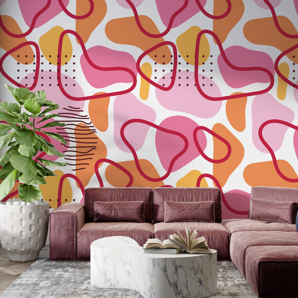 Abstract Pink Wallpaper Mural - Transform Your Space-Geometric Shapes Wallpaper