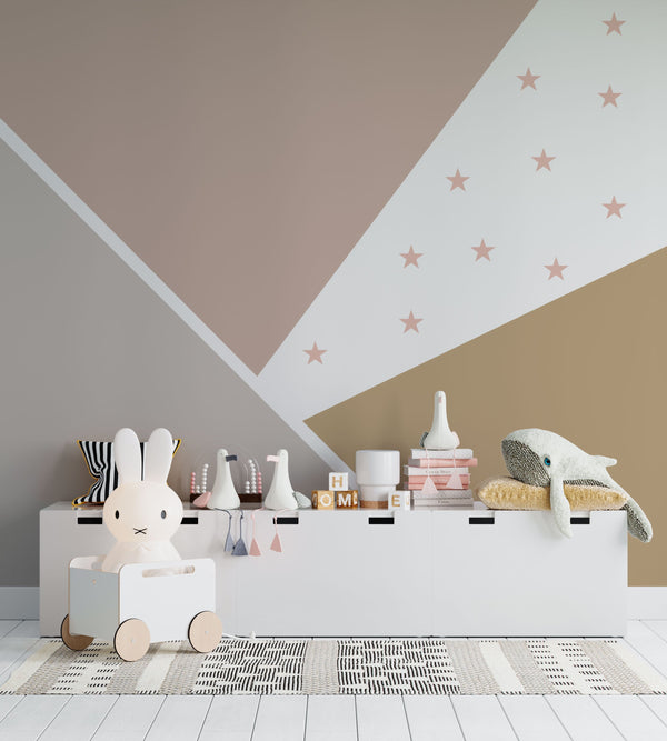 Abstract Stars Wallpaper Mural: Transform Your Space-Kids Room Wallpaper