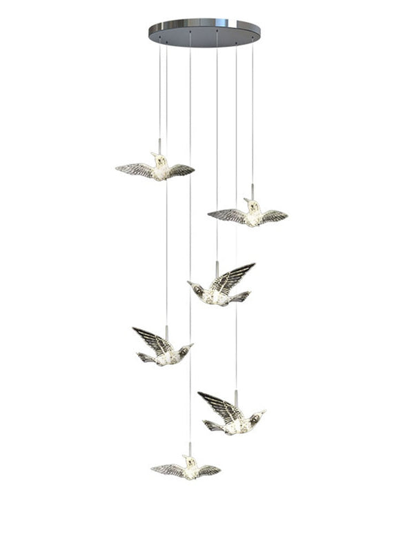 Acrylic Glass Birds Chandelier - Exquisite Lighting Solution-Staircase Chandelier